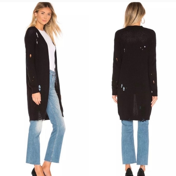 One Grey Day Sweaters - One grey day Wyatt distressed cardigan in black size Small